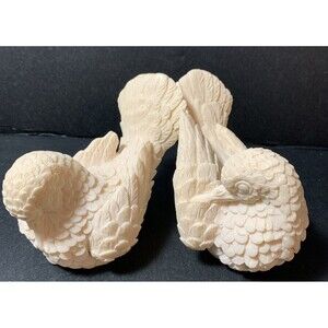 A Santini Doves Love Birds ResinAlabaster Hand Carved Sculptures Pair Italy Vtg